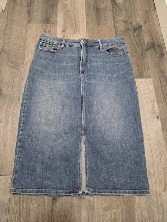 Ricki's Cotton Blend Blue Denim Midi Skirt - Picture 1 of 8